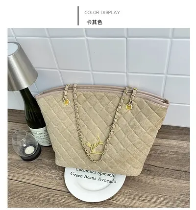 Damen-Tote-Bag groß, Vintage-Rautensteppung - 8