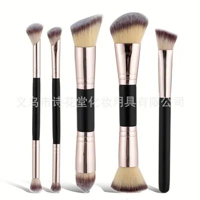 Double-Ended Foundation and Blush Brush Set, Soft Bristle Contour and Powder Brushes - 9