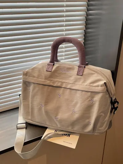 Cross-border High-appearance Bow Large-capacity Travel Bag Luggage Single-shoulder Padded Handbag Fitness Sports Carry-on Bag