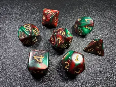 Acrylic DND Dice Set 7 Pieces Marble Pattern Multi-Faceted - 12