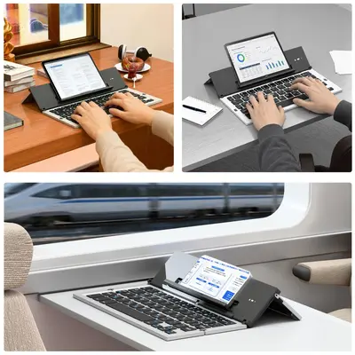 Geyes Bluetooth Katlanır Klavye, Üç Sistem, Çift Kanal, Alüminyum Alaşım