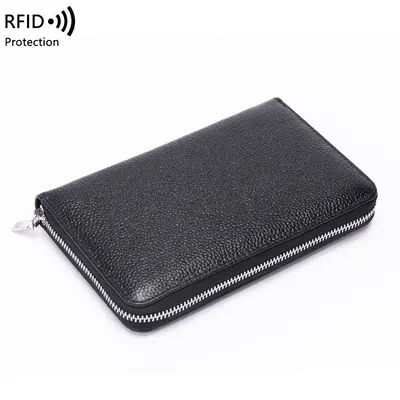 Hakiki deri çok kartlı RFID uzun cüzdan - 4