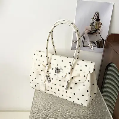 Polka Dot Jelly Tote Bag, Large Capacity Commuter Underarm Bag - 10