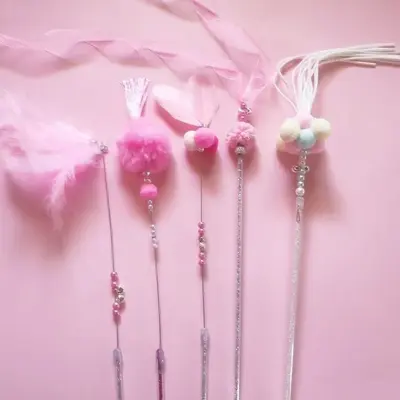 Feather Tassel Fairy Cat Teaser Wand with Bell, Chew-Resistant - 4