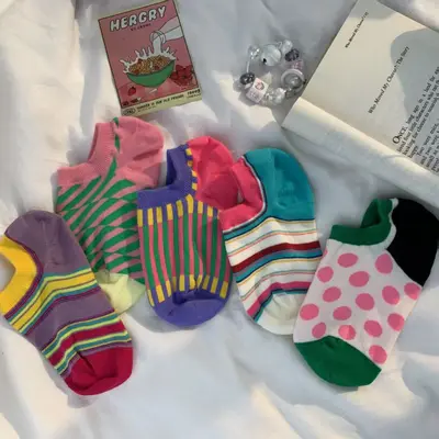 Women's Short Low-Cut Cotton Boat Socks, Non-Slip, Summer