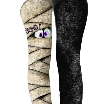 Women's Retro 3D Digital Print Sports Yoga Pants, Brushed Fabric Long Trousers