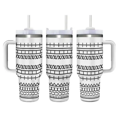 40 oz Stainless Steel Ice Dragon Tumbler with Hidden Text, Handle and Straw - 13