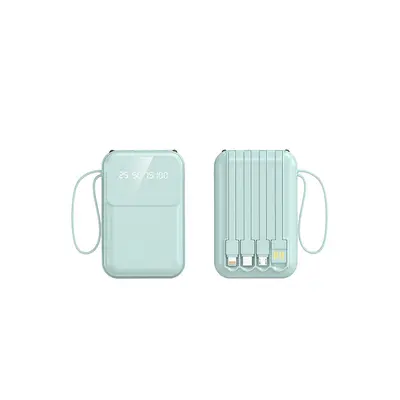 Toptan 3c sertifikalı hızlı şarjlı ve kablolu, büyük kapasiteli 10.000 mAh mobil powerbank, özel logo baskılı