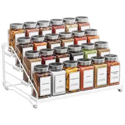 Wrought iron spice rack foldable kitchen counter spice bottle display shelf multi-layer storage rack step spice rack