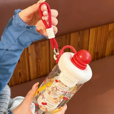 新款浮球塑料杯高颜值大容量夏天便携吸管杯女生可爱卡通礼品杯子