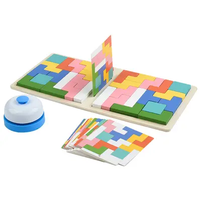 Çocuk puzzle ve blok oyunu, ahşap, eğitici