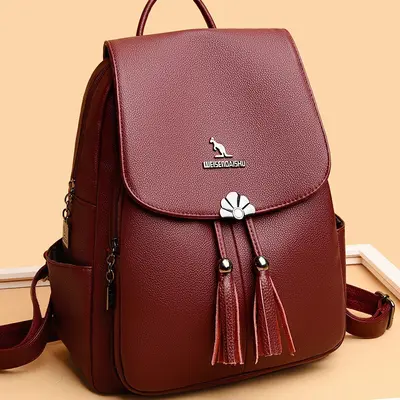 Soft Leather Women's Backpack, Large Capacity, for Daily Use and Travel - 3