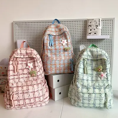 Junior High Backpack, Korean Style Corduroy, Large Capacity - 4