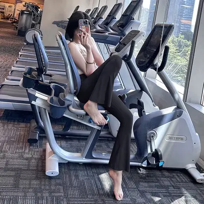 新品微喇瑜伽裤女高腰提臀健身跑步普拉提健美运动长裤喇叭裤外穿