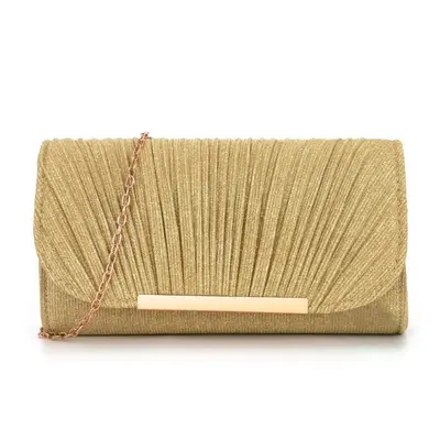 Pleated Round-Bottom Women's Evening Clutch with Glitter Finish - 5