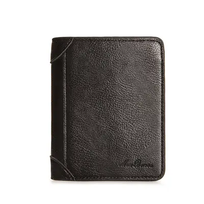 Men's Vertical Short Wallet with Zipper Coin Pocket - 6