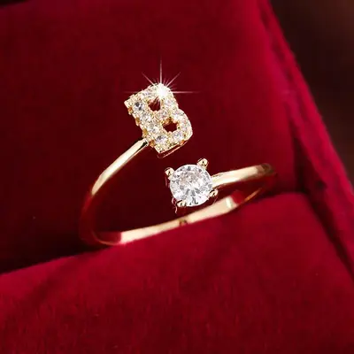 26 Letter Zircon Open Ring Women Micro-inlaid - 8