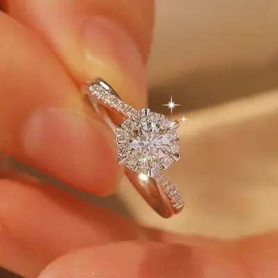 Women's ring diamond one carat adjustable luxury - 2