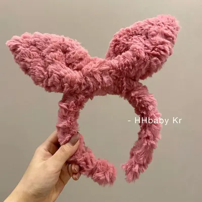 Plush Rabbit Ear Headband for Women, Face Washing Hairband