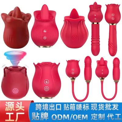 Rosen-Vibrator mit Zungen- und Saugfunktion, teleskopisch, für Frauen