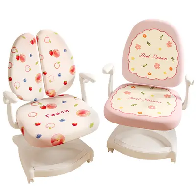 Creme-farbener Kinderlernstuhl-Sitzbezug, elastischer Stoff, rutschfest