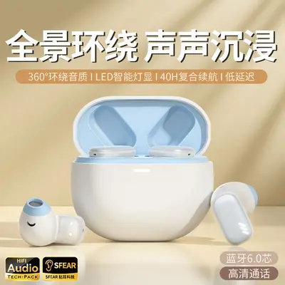 Cross-border New Model NE16 Private Mold TWS Wireless Bluetooth Earbuds Short Stem Semi-in-ear Noise-cancelling Music Gaming Earphones - 4