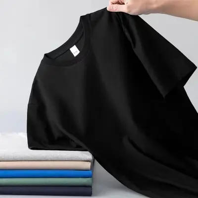 Sommerliches Milchweiß-Seide-180g-Baumwoll-Herren-T-Shirt mit kurzen Ärmeln in Weiß, lockerer Schnitt, undurchsichtige Auskleidung, Sommer-Oberteil, direkt vom Hersteller - 8
