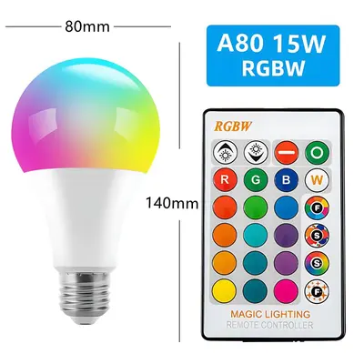 Plastic-Coated Aluminum A19 Color-Changing LED Bulb RGBW Dimmable E27 Screw Base - 10