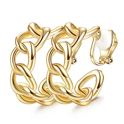 Geometric Painless Hollow Ear Clips, Non-Piercing Alloy Earrings - 8