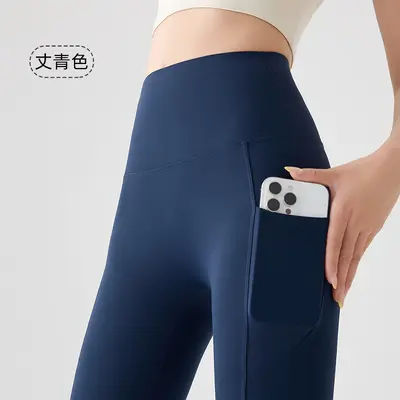 Yogahose mit zwei Taschen, hoher Bund, Bauchkontrolle - 13