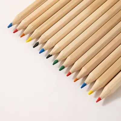6色短支迷你彩铅套装牛皮纸盒装木质彩色笔儿童绘画铅笔文具批发