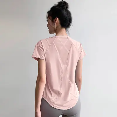 Women's Summer Fitness Running Top, Stretch Quick-Dry, Thin Loose Fit, Short Sleeve - 8