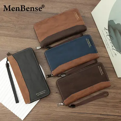 Men's Long Wallet, Matte Patchwork, Multifunctional Clutch Bag - 3