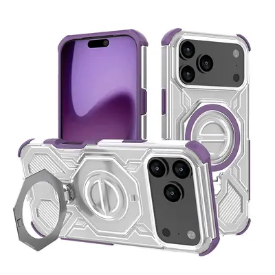 iPhone 17 Transparent Magnetic Case, Air-Cushion Corners, With Stand - 9