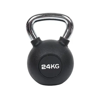 Black Rubber-Coated Kettlebell, 4/8/10/16/24 KG, with Handle