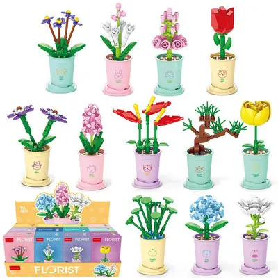 Building block flower educational puzzle children assembly toy bouquet decoration model girl puzzle rose gift - 6