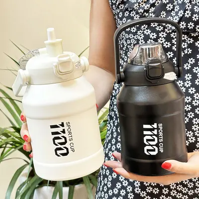 Großer Thermobecher mit Strohhalm, tragbare Sport-Wasserflasche - 3