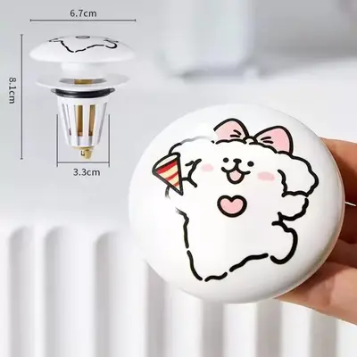 Ceramic Basin Stopper, Push-Type Universal Pop-Up Drain Plug - 7