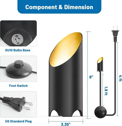 GU10 three-color dimmable recessed angle downlight with foot switch