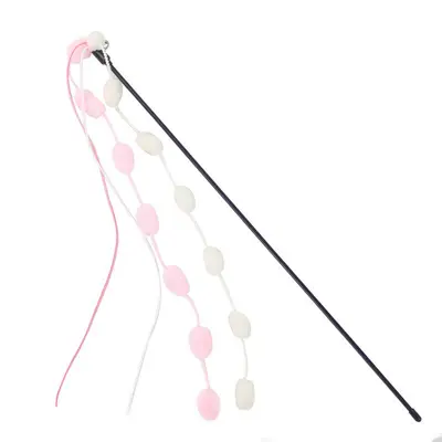 Cat teaser wand toy with two-color feathers, high durability, 6 pcs - 13