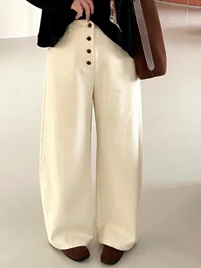 Plus Size Women's High Waist Wide Leg Pants, NK1620 - 5