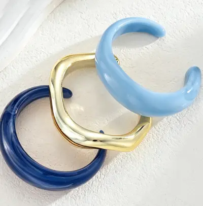 Colorful Geometric Resin Bracelet Set for Women - 9