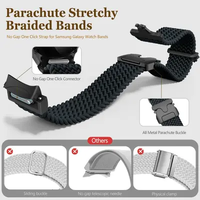 Woven Nylon Parachute Watch Band for Samsung Watch 7, Metal Magnetic Buckle
