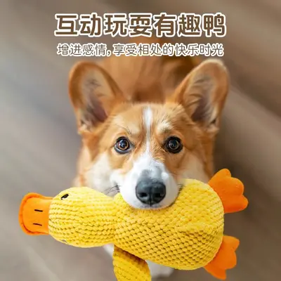 Plush Duck Dog Toy with Squeaker, Chew-Resistant - 4
