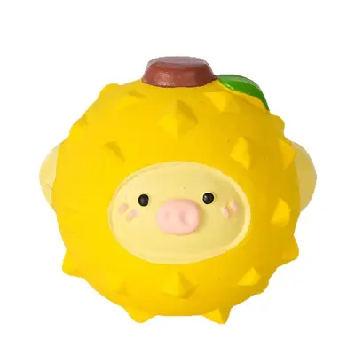 Latex Dog Toy Set, Squeaky, Bite-Resistant, Fruit and Animal Shapes - 6