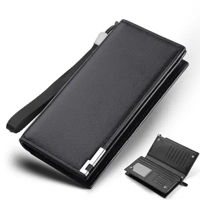Men's long zip wallet with anti-theft protection and multi-card slots - 4
