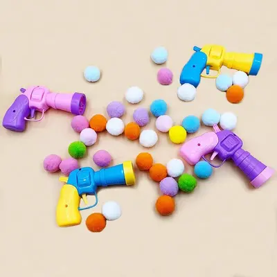 Flauschball-Schussgewehr Katzenspielzeug, elastische Bälle - 5
