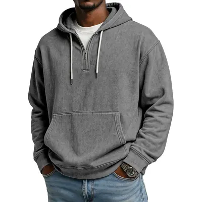 Men's Hooded Half-Zip Sweatshirt, Digital Print, Autumn 2025 - 10
