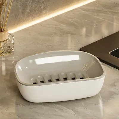 Kare Çift Katlı Plastik Sabunluk, Süzgeçli, Su Birikmez, Ev Kullanımı - 7