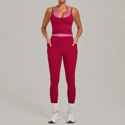 Retro Baskılı Yoga Takımı Sahte İki Parça Kalça Kaldırıcı 7701+6809 - 10